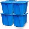 imageHOMZ 4Pack Durable Molded Bin Plastic Storage Containers wLids 10 Gallon Blue  Stackable Organizer Totes and Boxes for Bedroom Kitchen and Garage OrganizationBlue