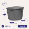 imageHOMZ 4Pack Durable Molded Bin Plastic Storage Containers wLids 10 Gallon Blue  Stackable Organizer Totes and Boxes for Bedroom Kitchen and Garage OrganizationTitanium Silver