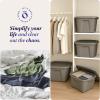 imageHOMZ 4Pack Durable Molded Bin Plastic Storage Containers wLids 10 Gallon Blue  Stackable Organizer Totes and Boxes for Bedroom Kitchen and Garage OrganizationTitanium Silver