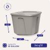 imageHOMZ 4Pack Durable Molded Bin Plastic Storage Containers wLids 10 Gallon Blue  Stackable Organizer Totes and Boxes for Bedroom Kitchen and Garage OrganizationTitanium Silver