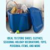 imageHOMZ 4Pack Durable Molded Bin Plastic Storage Containers wLids 10 Gallon Blue  Stackable Organizer Totes and Boxes for Bedroom Kitchen and Garage OrganizationTitanium Silver