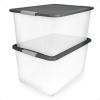 imageHOMZ 2Pack Secure Latch Clear Plastic Storage Organizer Bins 64 Quart Gray Lid  HeavyDuty Container Boxes with Lids for Home Office and GarageGray Lid