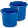 imageHOMZ 2Pack Utility Tub Large Plastic Storage Bucket with Rope Handles 18 Gallon Blue  Portable Indoor and Outdoor Buckets for Kitchen Laundry Garden Bathroom and Garage OrganizationBlue