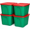 imageHOMZ 4Pack Durable Molded Bin Plastic Storage Containers wLids 10 Gallon Blue  Stackable Organizer Totes and Boxes for Bedroom Kitchen and Garage OrganizationGreen  Red