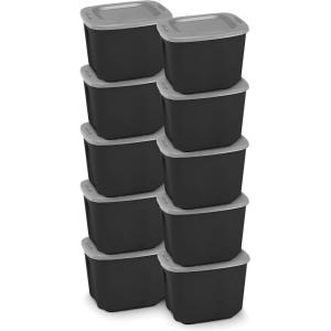 imageHOMZ 4Pack Durable Molded Bin Plastic Storage Containers wLids 10 Gallon Blue  Stackable Organizer Totes and Boxes for Bedroom Kitchen and Garage OrganizationBlack