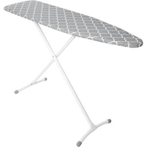 imageHomz TLeg Clothes Ironing Board Portable Compact Foldable Standard Size Adjustable Height with Foam Pad ampamp Cotton Cover Charcoal GrayGray Lattice