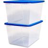 imageHOMZ 10Pack Snaplock Small Clear Plastic Storage Organizer Bins wLids 6 Quart Gray  Stackable Container Boxes for Bedroom Bathroom Garage and Office OrganizationBlue Lid