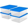 imageHOMZ 10Pack Snaplock Small Clear Plastic Storage Organizer Bins wLids 6 Quart Gray  Stackable Container Boxes for Bedroom Bathroom Garage and Office OrganizationBlue Lid