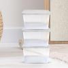imageHOMZ 10Pack Snaplock Small Clear Plastic Storage Organizer Bins wLids 6 Quart Gray  Stackable Container Boxes for Bedroom Bathroom Garage and Office OrganizationWhite Lid