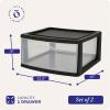 imageHOMZ 2Pack 1Drawer Storage Cart Clear Plastic Container 1425quot Wide Medium Black Frame  Organizing Drawer Containers for Home Bathroom Bedroom Office and ClassroomBlack frame with clear drawers