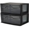 imageHOMZ 2Pack 1Drawer Storage Cart Clear Plastic Container 1425quot Wide Medium Black Frame  Organizing Drawer Containers for Home Bathroom Bedroom Office and ClassroomBlack frame with smoke tint drawers