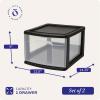 imageHOMZ 2Pack 1Drawer Storage Cart Clear Plastic Container 1425quot Wide Medium Black Frame  Organizing Drawer Containers for Home Bathroom Bedroom Office and ClassroomBlack frame with clear drawers