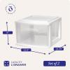 imageHOMZ 2Pack 1Drawer Storage Cart Clear Plastic Container 1425quot Wide Medium Black Frame  Organizing Drawer Containers for Home Bathroom Bedroom Office and ClassroomWhite frame with clear drawers