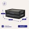 imageHOMZ 2Pack Drawer Storage Cart 2Tier Wide Clear Plastic Organizer Black Frame  Organizing Containers for Home Office Bathroom Bedroom and ClassroomBlack frame with smoke tint drawers