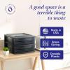 imageHOMZ 2Pack Drawer Storage Cart 2Tier Wide Clear Plastic Organizer Black Frame  Organizing Containers for Home Office Bathroom Bedroom and ClassroomBlack frame with smoke tint drawers