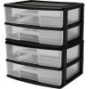 imageHOMZ 2Pack Drawer Storage Cart 2Tier Wide Clear Plastic Organizer Black Frame  Organizing Containers for Home Office Bathroom Bedroom and ClassroomBlack frame with clear drawers