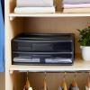 imageHOMZ 2Pack Drawer Storage Cart 2Tier Wide Clear Plastic Organizer Black Frame  Organizing Containers for Home Office Bathroom Bedroom and ClassroomBlack frame with smoke tint drawers