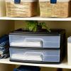 imageHOMZ 2Pack Drawer Storage Cart 2Tier Wide Clear Plastic Organizer Black Frame  Organizing Containers for Home Office Bathroom Bedroom and ClassroomBlack frame with clear drawers
