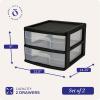 imageHOMZ 2Pack Drawer Storage Cart 2Tier Wide Clear Plastic Organizer Black Frame  Organizing Containers for Home Office Bathroom Bedroom and ClassroomBlack frame with clear drawers