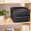 imageHOMZ 2Pack Drawer Storage Cart 2Tier Wide Clear Plastic Organizer Black Frame  Organizing Containers for Home Office Bathroom Bedroom and ClassroomBlack frame with smoke tint drawers