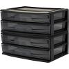 imageHOMZ 2Pack Drawer Storage Cart 2Tier Wide Clear Plastic Organizer Black Frame  Organizing Containers for Home Office Bathroom Bedroom and ClassroomBlack frame with smoke tint drawers
