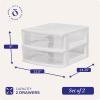 imageHOMZ 2Pack Drawer Storage Cart 2Tier Wide Clear Plastic Organizer Black Frame  Organizing Containers for Home Office Bathroom Bedroom and ClassroomWhite frame with clear drawers