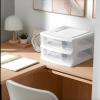 imageHOMZ 2Pack Drawer Storage Cart 2Tier Wide Clear Plastic Organizer Black Frame  Organizing Containers for Home Office Bathroom Bedroom and ClassroomWhite frame with clear drawers