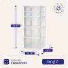 imageHOMZ 2Pack Drawer Tower 5Tier Clear Plastic Storage Organizer Unit Black Frame  MultiPurpose Container Drawers for Bedroom Bathroom and Office OrganizationWhite