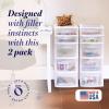 imageHOMZ 2Pack Drawer Tower 5Tier Clear Plastic Storage Organizer Unit Black Frame  MultiPurpose Container Drawers for Bedroom Bathroom and Office OrganizationWhite