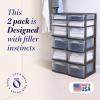 imageHOMZ 2Pack Drawer Tower 5Tier Clear Plastic Storage Organizer Unit Black Frame  MultiPurpose Container Drawers for Bedroom Bathroom and Office OrganizationBlack