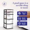 imageHOMZ 2Pack Drawer Tower 5Tier Clear Plastic Storage Organizer Unit Black Frame  MultiPurpose Container Drawers for Bedroom Bathroom and Office OrganizationBlack