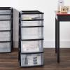 imageHOMZ 2Pack Drawer Tower 5Tier Clear Plastic Storage Organizer Unit Black Frame  MultiPurpose Container Drawers for Bedroom Bathroom and Office OrganizationBlack