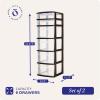 imageHOMZ 2Pack Drawer Tower 5Tier Clear Plastic Storage Organizer Unit Black Frame  MultiPurpose Container Drawers for Bedroom Bathroom and Office OrganizationBlack