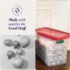 imageHOMZ 2Pack Holiday Tote Clear Plastic Storage Bins wLids ampamp Dividers 112 Quart Red  Stackable Organizing Containers for Christmas Ornament Decorations Gift Wraps and Crafts112 Quart