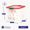 imageHOMZ 2Pack Holiday Tote Clear Plastic Storage Bins wLids ampamp Dividers 112 Quart Red  Stackable Organizing Containers for Christmas Ornament Decorations Gift Wraps and Crafts31 Quart Pack of 4