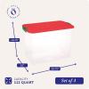 imageHOMZ 2Pack Holiday Tote Clear Plastic Storage Bins wLids ampamp Dividers 112 Quart Red  Stackable Organizing Containers for Christmas Ornament Decorations Gift Wraps and Crafts4 Pack