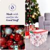 imageHOMZ 2Pack Holiday Tote Clear Plastic Storage Bins wLids ampamp Dividers 112 Quart Red  Stackable Organizing Containers for Christmas Ornament Decorations Gift Wraps and Crafts4 Pack
