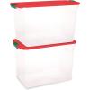 imageHOMZ 2Pack Holiday Tote Clear Plastic Storage Bins wLids ampamp Dividers 112 Quart Red  Stackable Organizing Containers for Christmas Ornament Decorations Gift Wraps and Crafts112 Quart