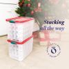 imageHOMZ 2Pack Holiday Tote Clear Plastic Storage Bins wLids ampamp Dividers 112 Quart Red  Stackable Organizing Containers for Christmas Ornament Decorations Gift Wraps and Crafts4 Pack