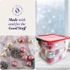 imageHOMZ 2Pack Holiday Tote Clear Plastic Storage Bins wLids ampamp Dividers 112 Quart Red  Stackable Organizing Containers for Christmas Ornament Decorations Gift Wraps and Crafts31 Quart Pack of 4