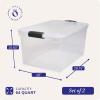 imageHOMZ 2Pack Latching Lid Large Clear Plastic Storage Bins with Lids 66 Quart Blue Latch  Stackable Container Boxes for Home Bathroom and Office OrganizationGray