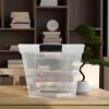 imageHOMZ 2Pack Latching Lid Large Clear Plastic Storage Bins with Lids 66 Quart Blue Latch  Stackable Container Boxes for Home Bathroom and Office OrganizationGray