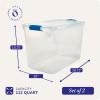 imageHOMZ 2Pack Latching Lid Large Clear Plastic Storage Bins with Lids 66 Quart Blue Latch  Stackable Container Boxes for Home Bathroom and Office OrganizationBlue