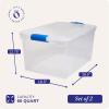 imageHOMZ 2Pack Latching Lid Large Clear Plastic Storage Bins with Lids 66 Quart Blue Latch  Stackable Container Boxes for Home Bathroom and Office OrganizationBlue