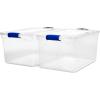 imageHOMZ 2Pack Latching Lid Large Clear Plastic Storage Bins with Lids 66 Quart Blue Latch  Stackable Container Boxes for Home Bathroom and Office OrganizationBlue