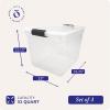 imageHOMZ 2Pack Latching Lid Large Clear Plastic Storage Bins with Lids 66 Quart Blue Latch  Stackable Container Boxes for Home Bathroom and Office OrganizationGray