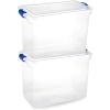 imageHOMZ 2Pack Latching Lid Large Clear Plastic Storage Bins with Lids 66 Quart Blue Latch  Stackable Container Boxes for Home Bathroom and Office OrganizationBlue