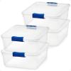 imageHOMZ 2Pack Latching Lid Large Clear Plastic Storage Bins with Lids 66 Quart Blue Latch  Stackable Container Boxes for Home Bathroom and Office OrganizationBlue