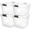 imageHOMZ 2Pack Latching Lid Large Clear Plastic Storage Bins with Lids 66 Quart Blue Latch  Stackable Container Boxes for Home Bathroom and Office OrganizationGray
