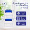 imageHOMZ 2Pack Latching Lid Large Clear Plastic Storage Bins with Lids 66 Quart Blue Latch  Stackable Container Boxes for Home Bathroom and Office OrganizationBlue